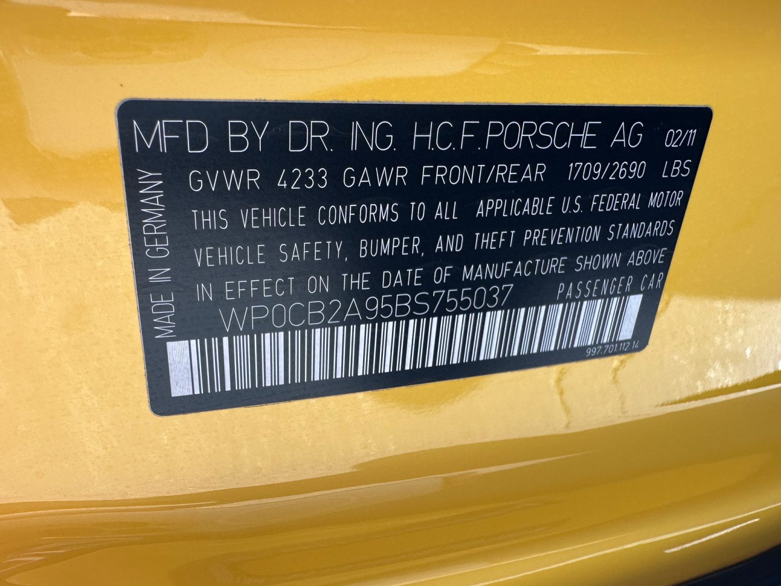 BaT 2011 Yellow Porsche 911 Cab 4187