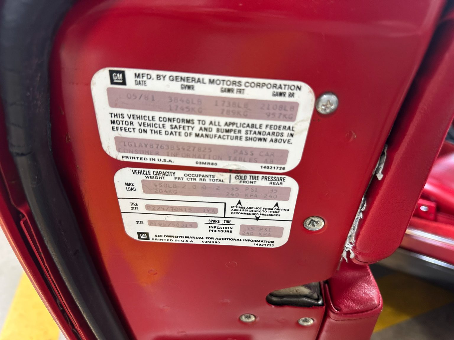 BaT 1981 Red Corvette Coupe 5803